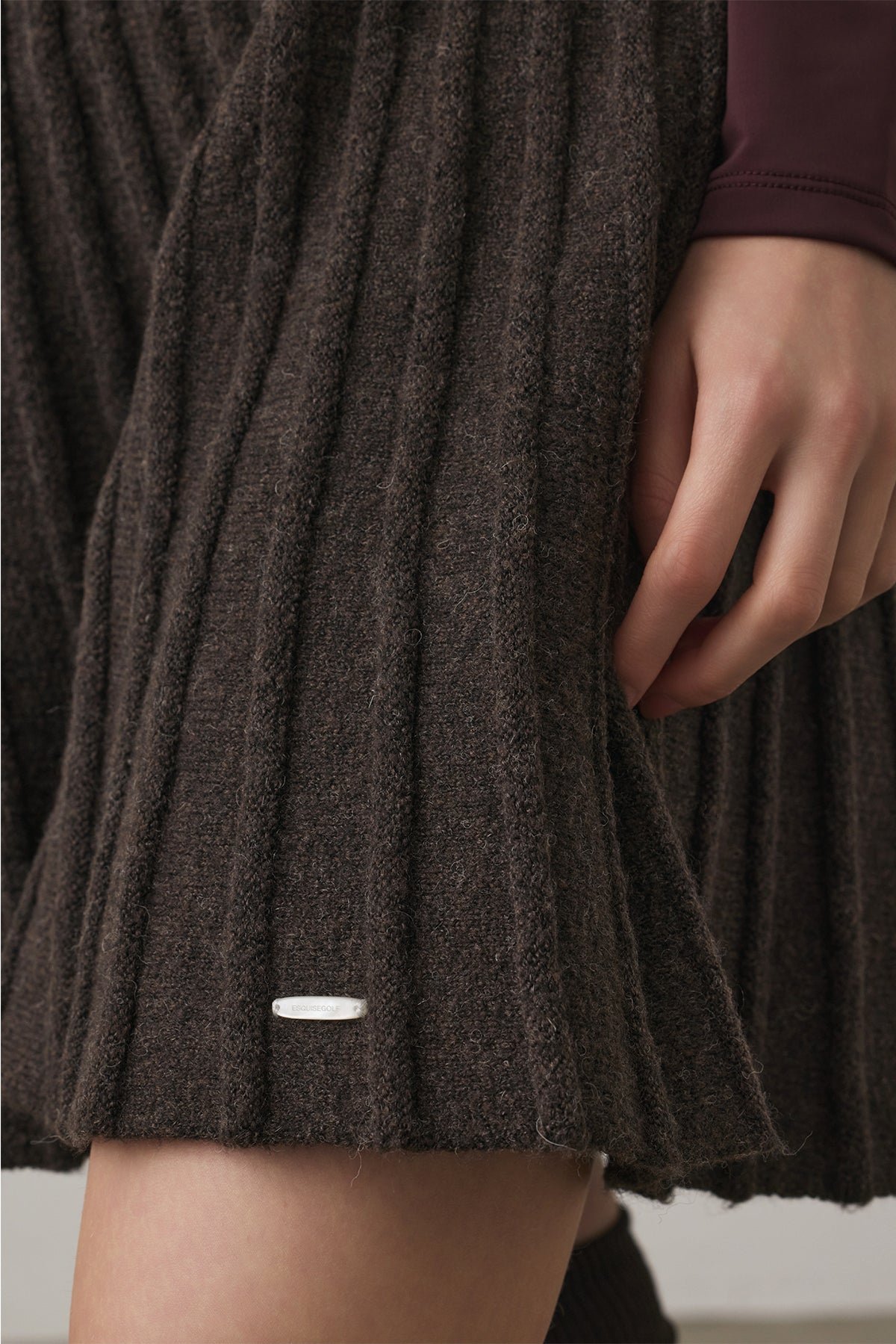 ECO-KNIT PLEATS SKIRT - Brown