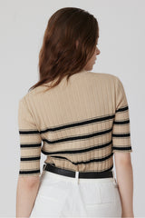 ORGANIC STRIPED KNIT - Beige