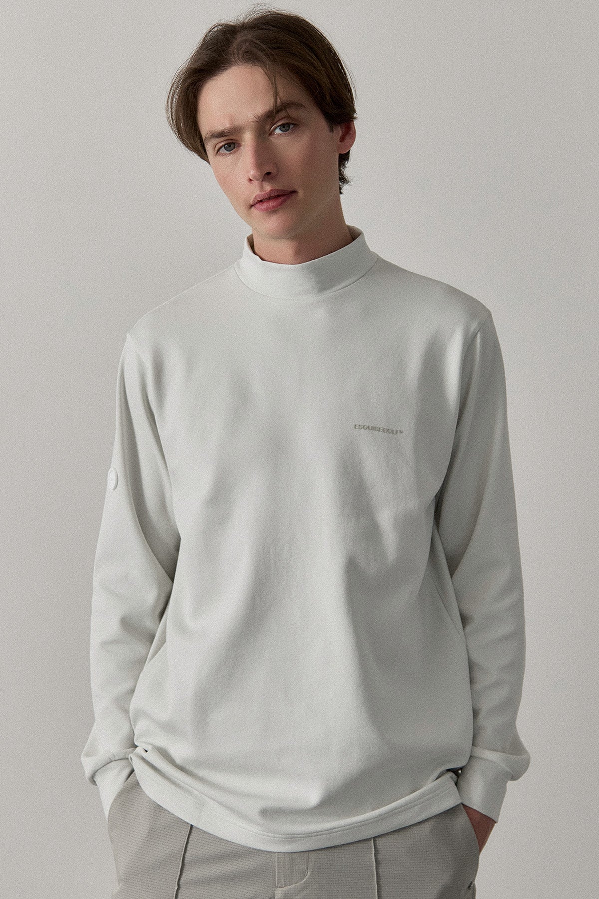MODAL STRETCH MILANO MOCK NECK ホワイト　XL RELAXED STRETCH MOCKNECK - White