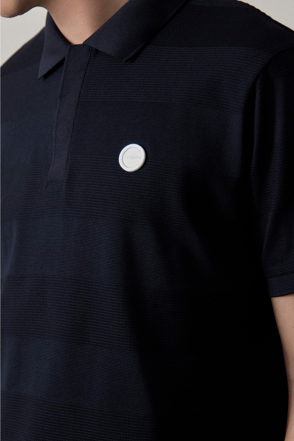 JACQUARD STRIPED POLO - Navy