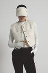 TWEED SHORT VEST - Cream