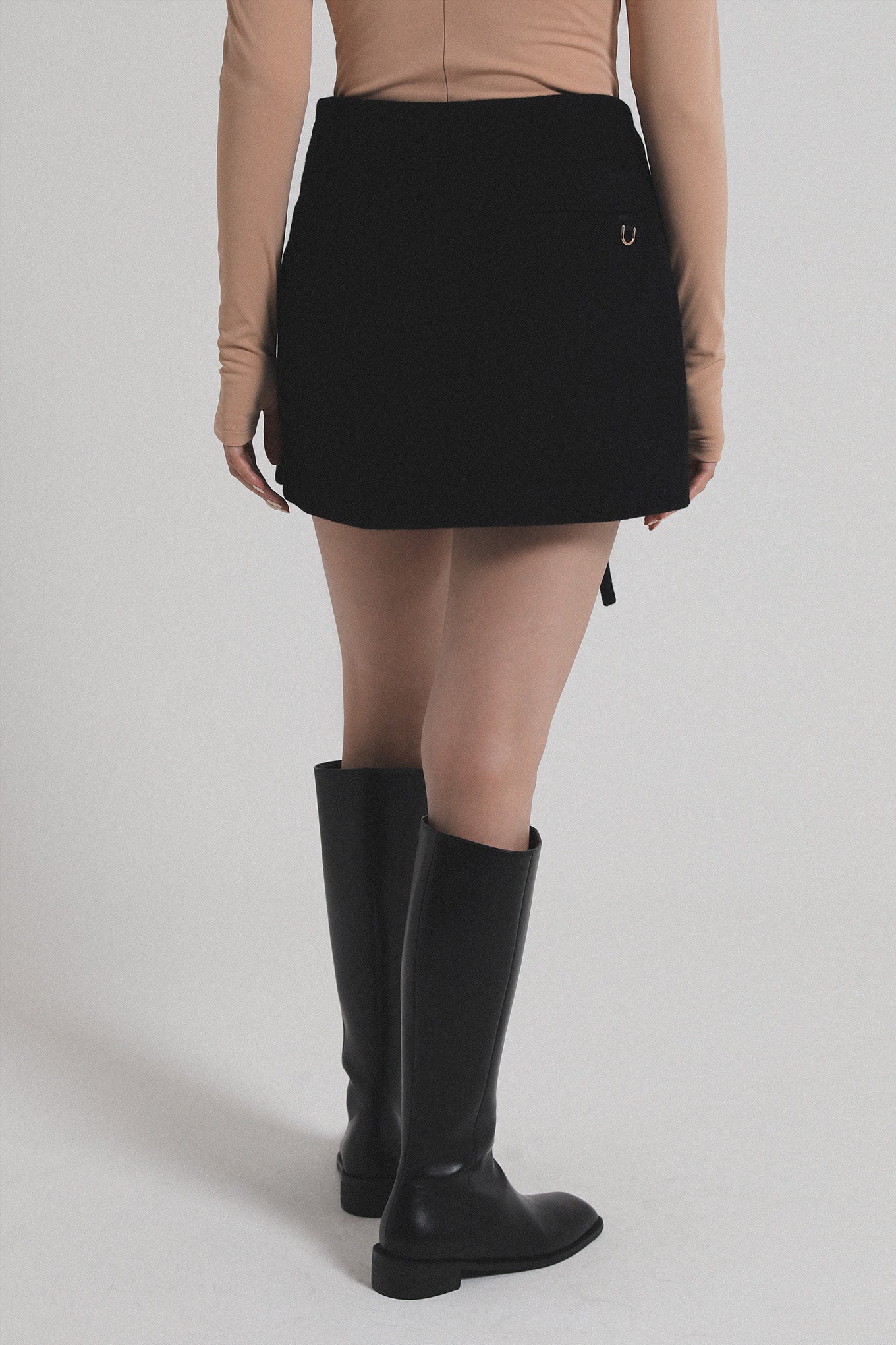 CLOUD WOOL WRAP SKIRT - Black