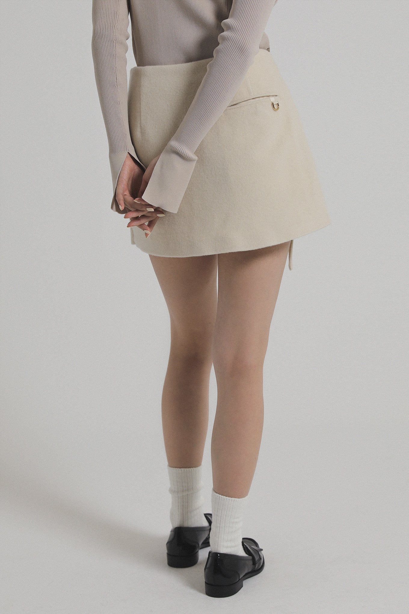 CLOUD WOOL WRAP SKIRT - Cream