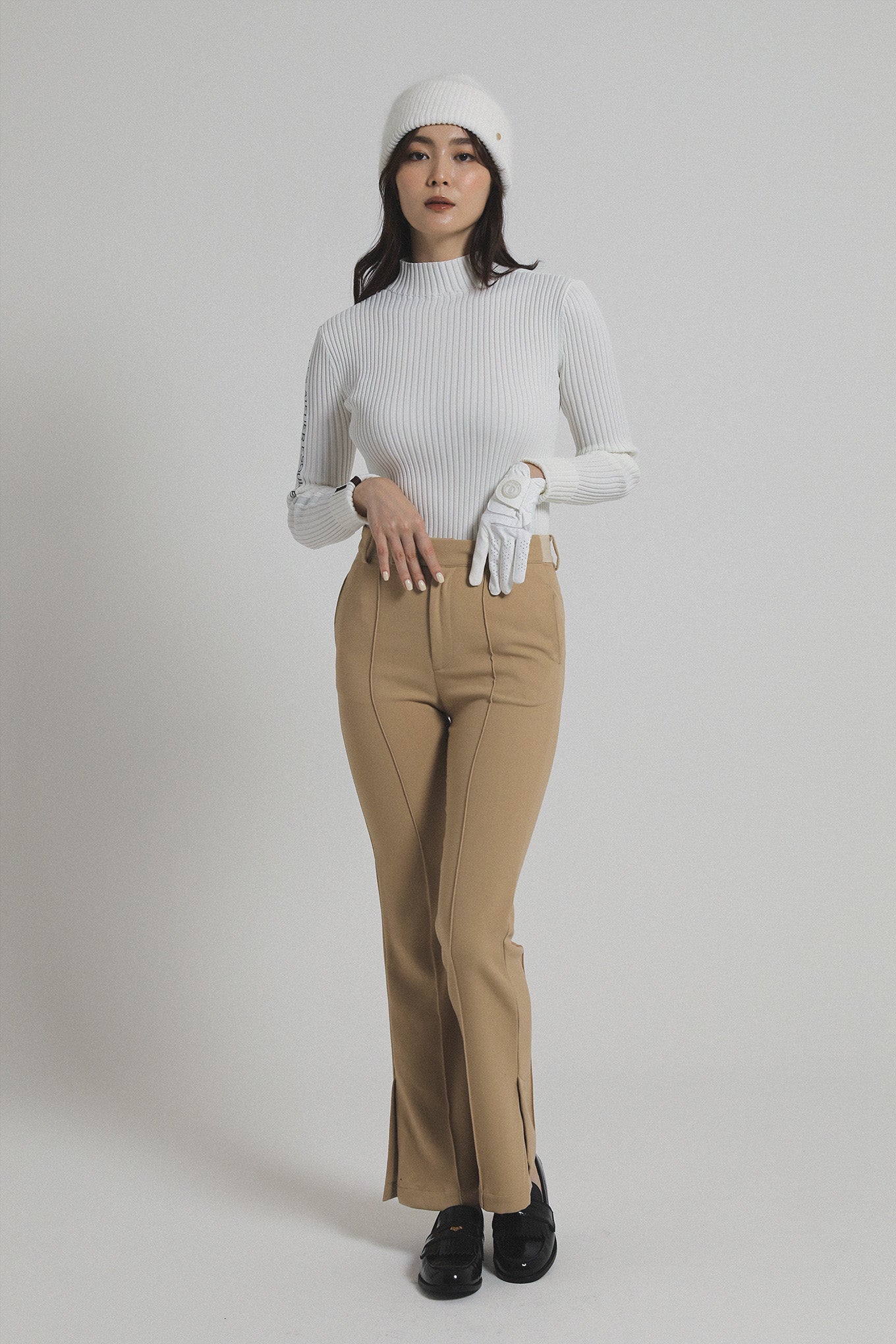 2WAY LETTER RIB KNIT  - White