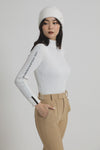2WAY LETTER RIB KNIT  - White